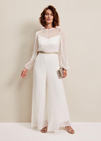 Phase Eight Larissa Pleated Bridal Dress White Canada | MBWNAX-967